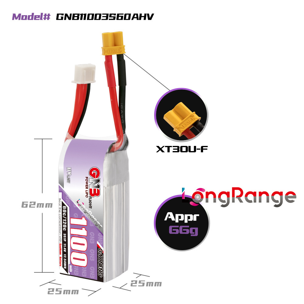 GNB 1100mAh 2S 3S 4S 6S 60C/12 - Drone Racing Battery 리뷰 및 가격